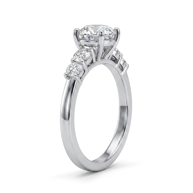 Cathedral Solitaire Round Engagement Ring (1.51 ct. tw.) in Platinum