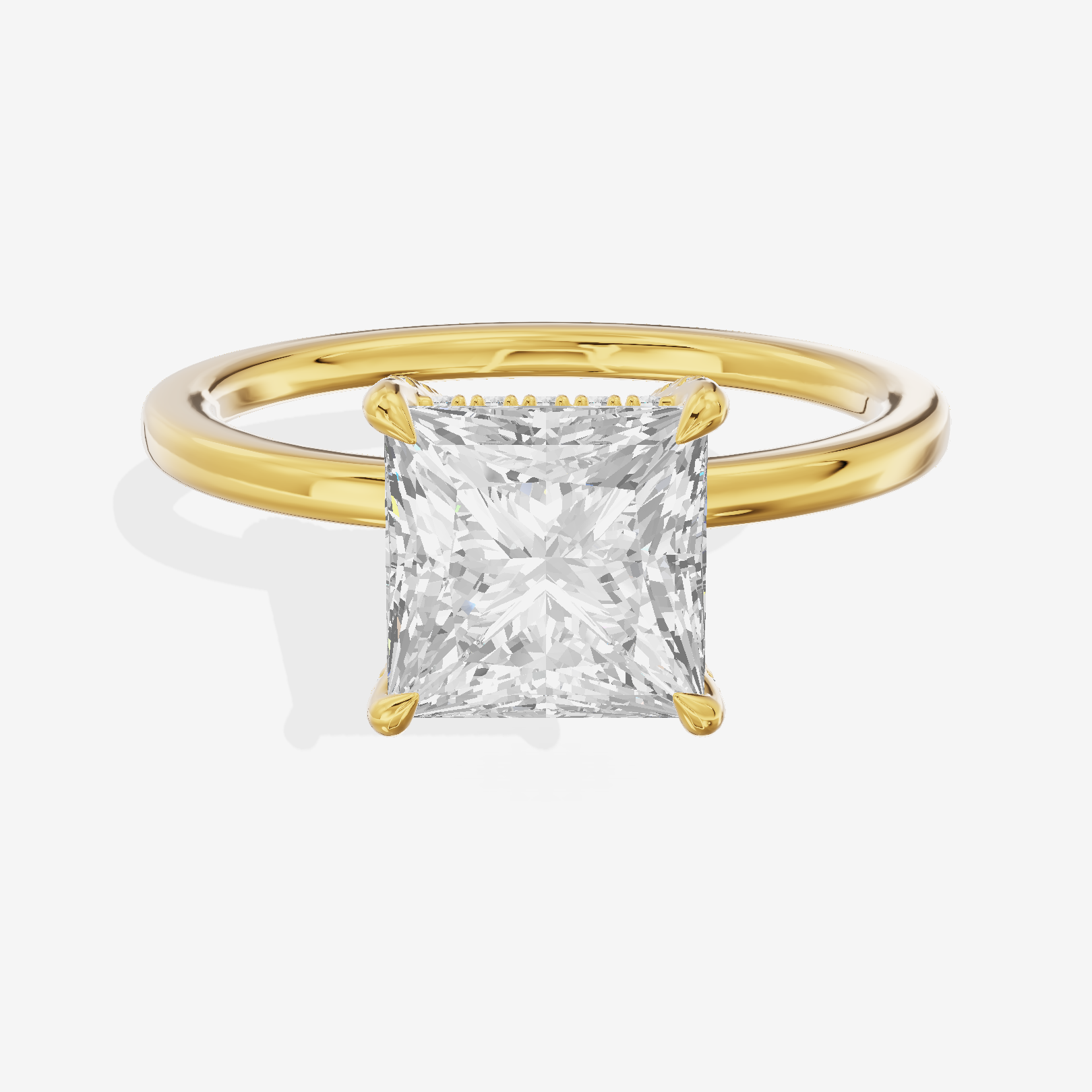 Lustrous Linger Princess Engagement Ring with Side Stones (1/10 ct. tw.) in 14K Yellow Gold