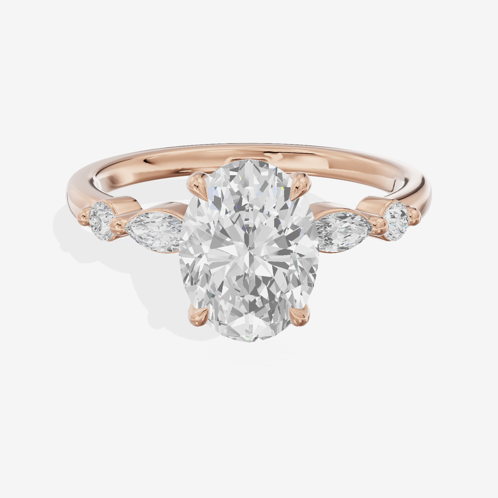 Eternal Promezza Oval Engagement Ring with Side Stones (1/6 ct. tw.) in 14K Rose Gold