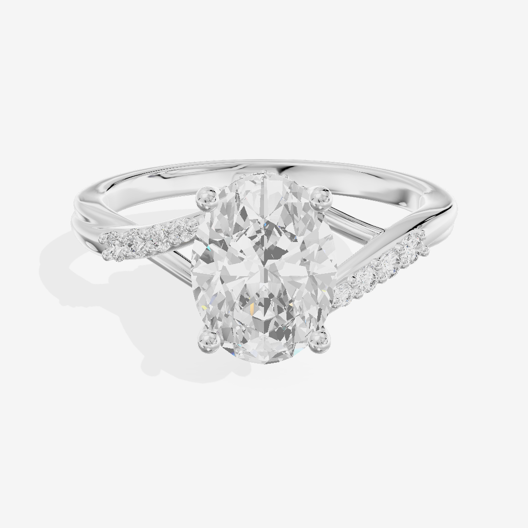Aimora Hidden Halo Oval Engagement Ring (1/8 ct. tw.) in 14K White Gold