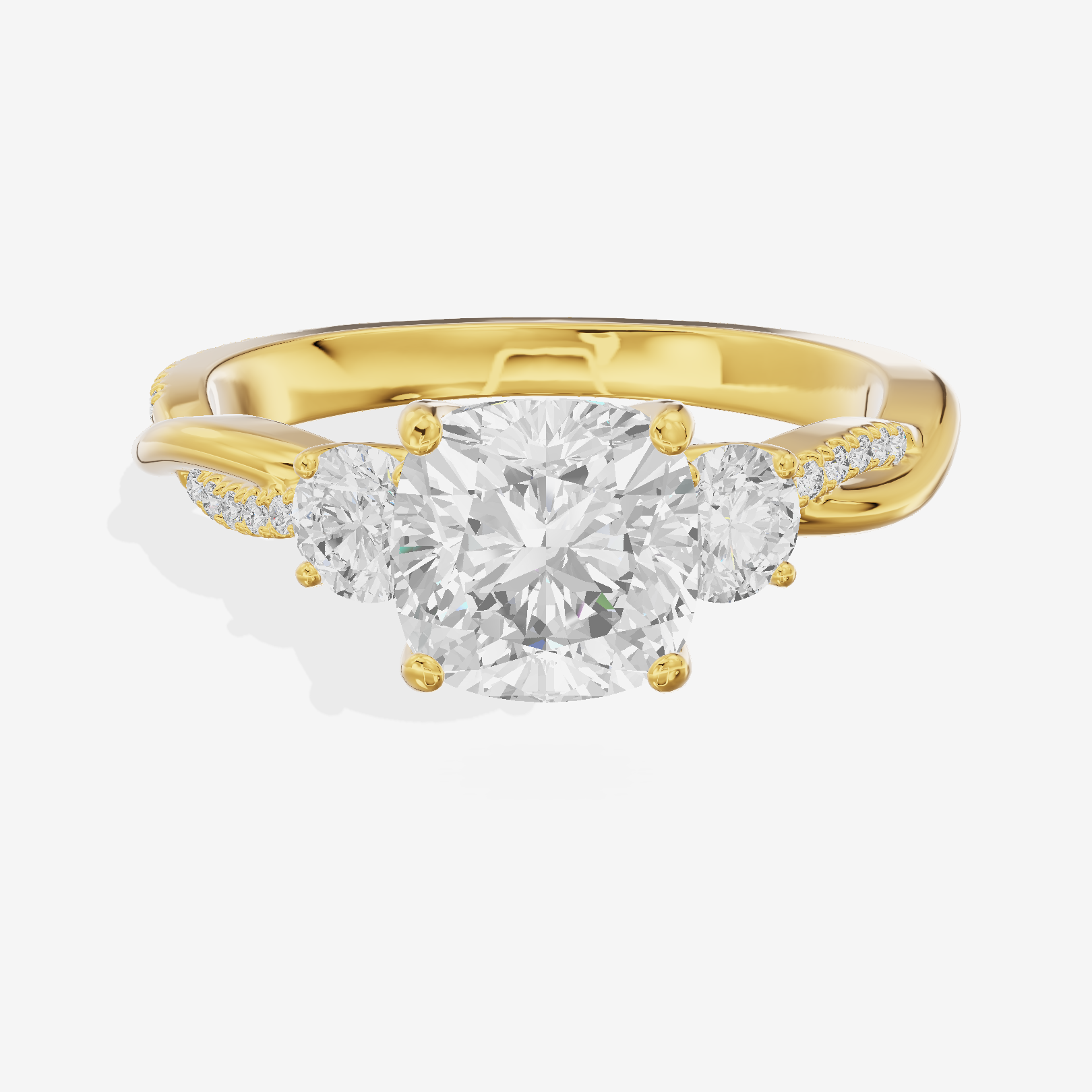Luxe Selenia Three Stone Cushion Engagement Ring (1 ct. tw.) in 18K Yellow Gold
