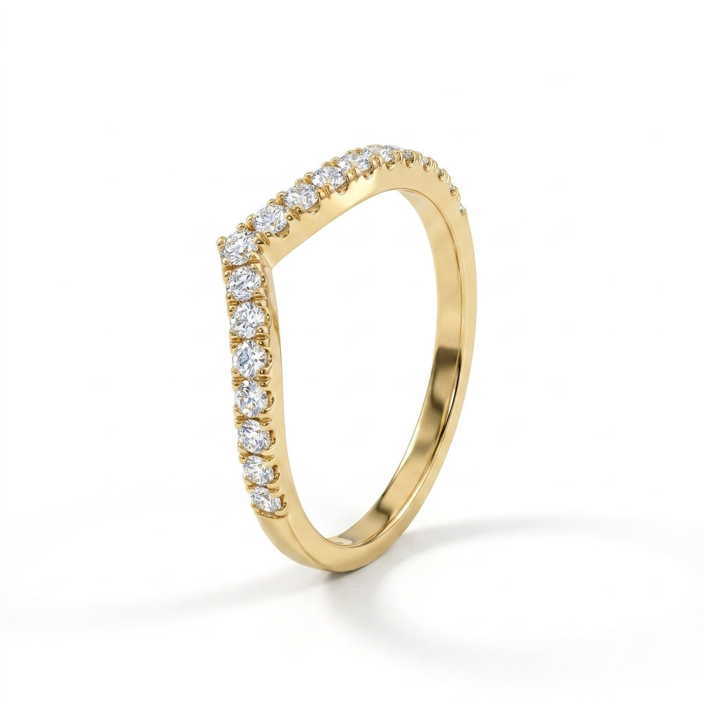 Low Profile Chevron Round Engagement Ring (1/5 ct. tw.) in 18K White Gold