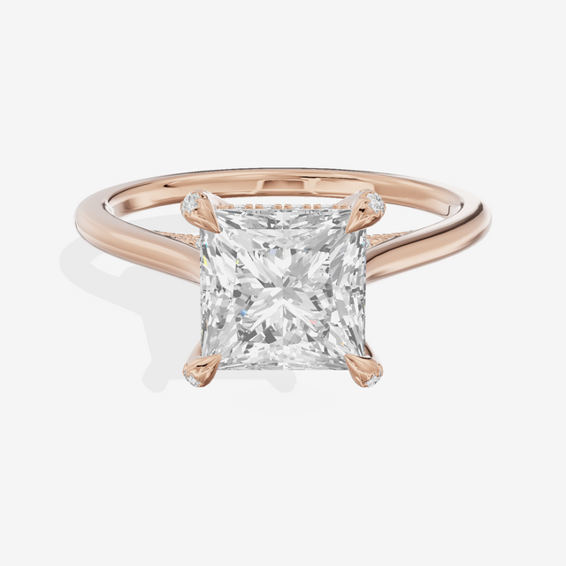 Grand Vowsae Princess Engagement Ring with Side Stones (1/5 ct. tw.) in 18K Rose Gold