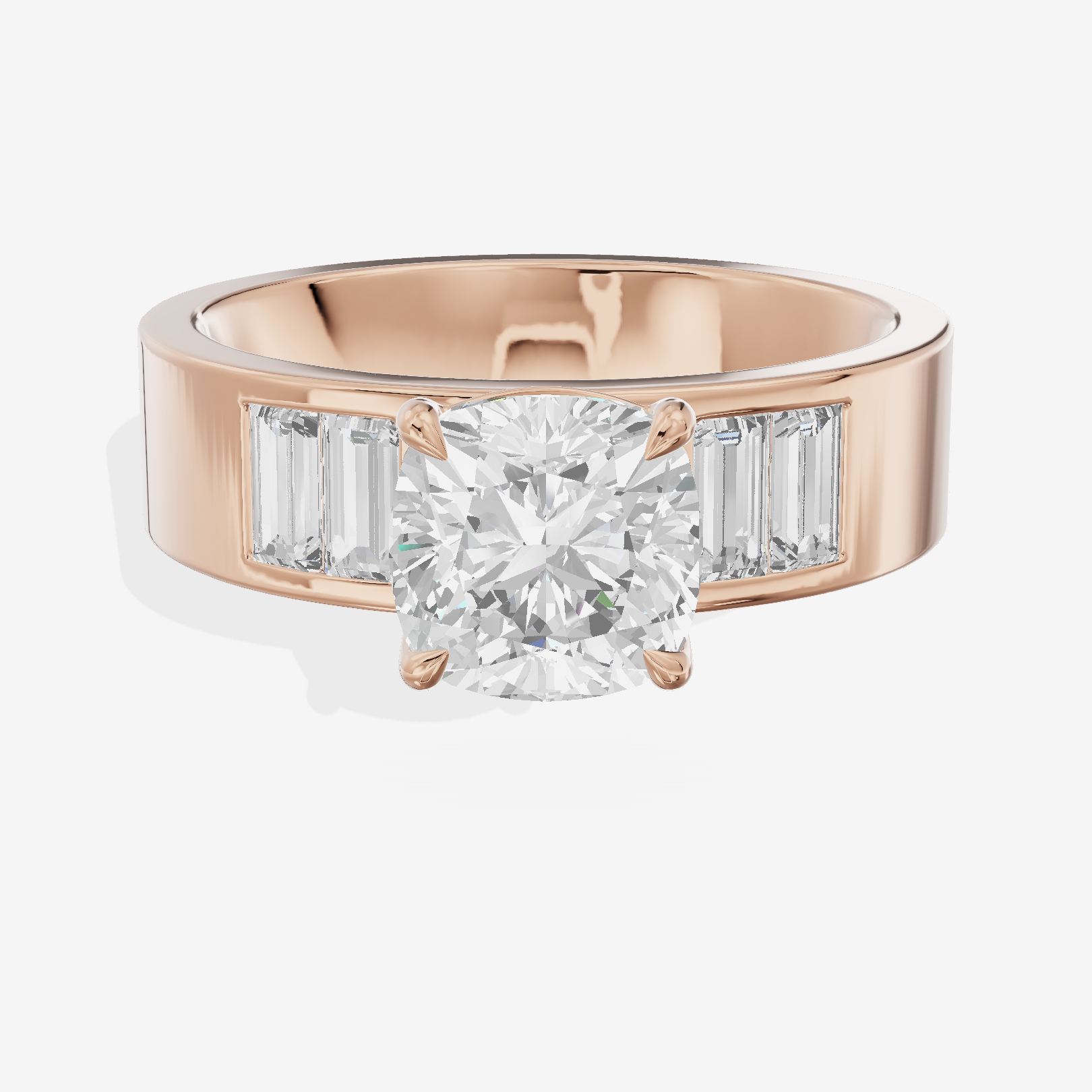Grand Sincere Cushion Engagement Ring with Side Stones (3/5 ct. tw.) in 14K Rose Gold