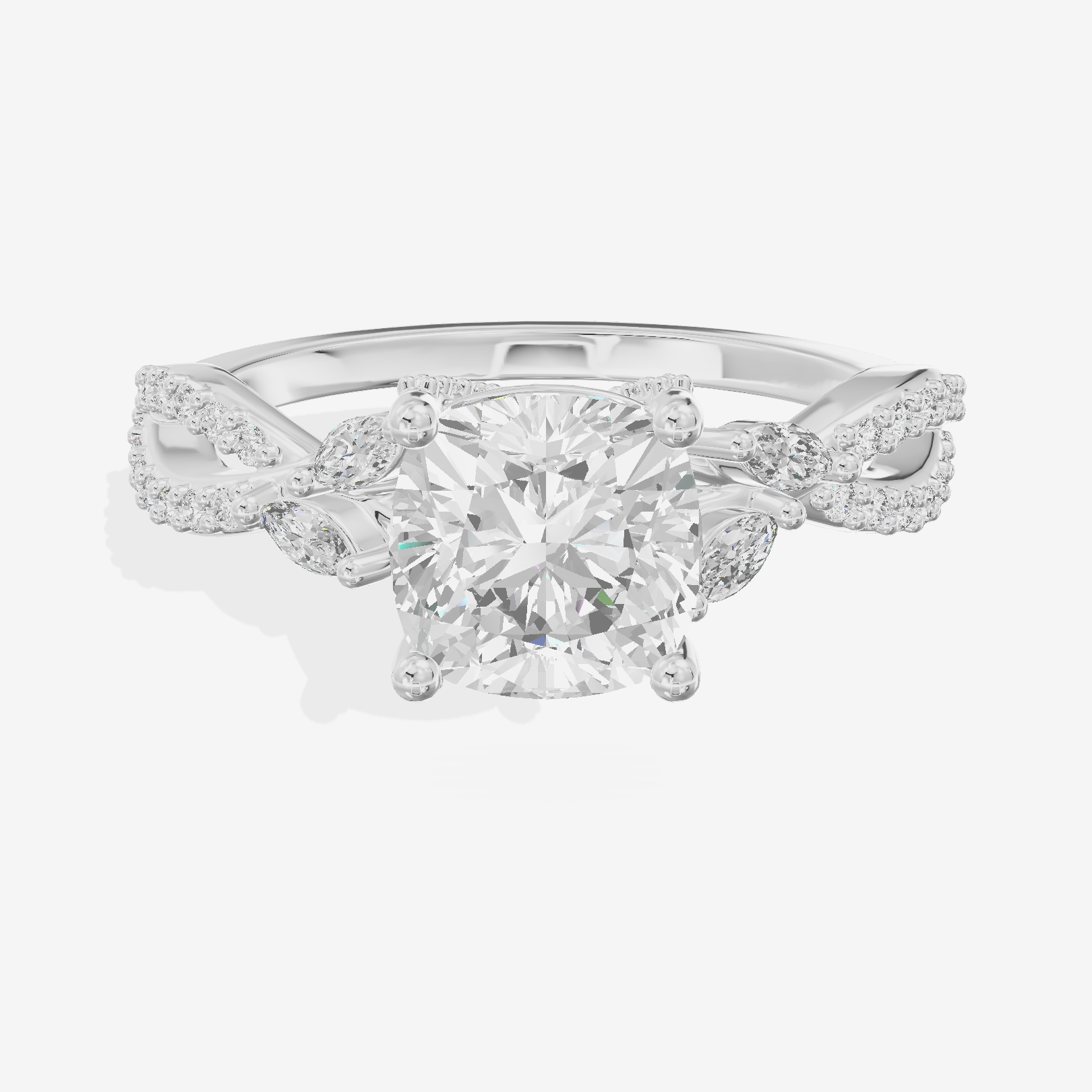 Luxe Heartline 1.5mm Cushion Engagement Ring with Side Stones (1/3 ct. tw.) in Platinum