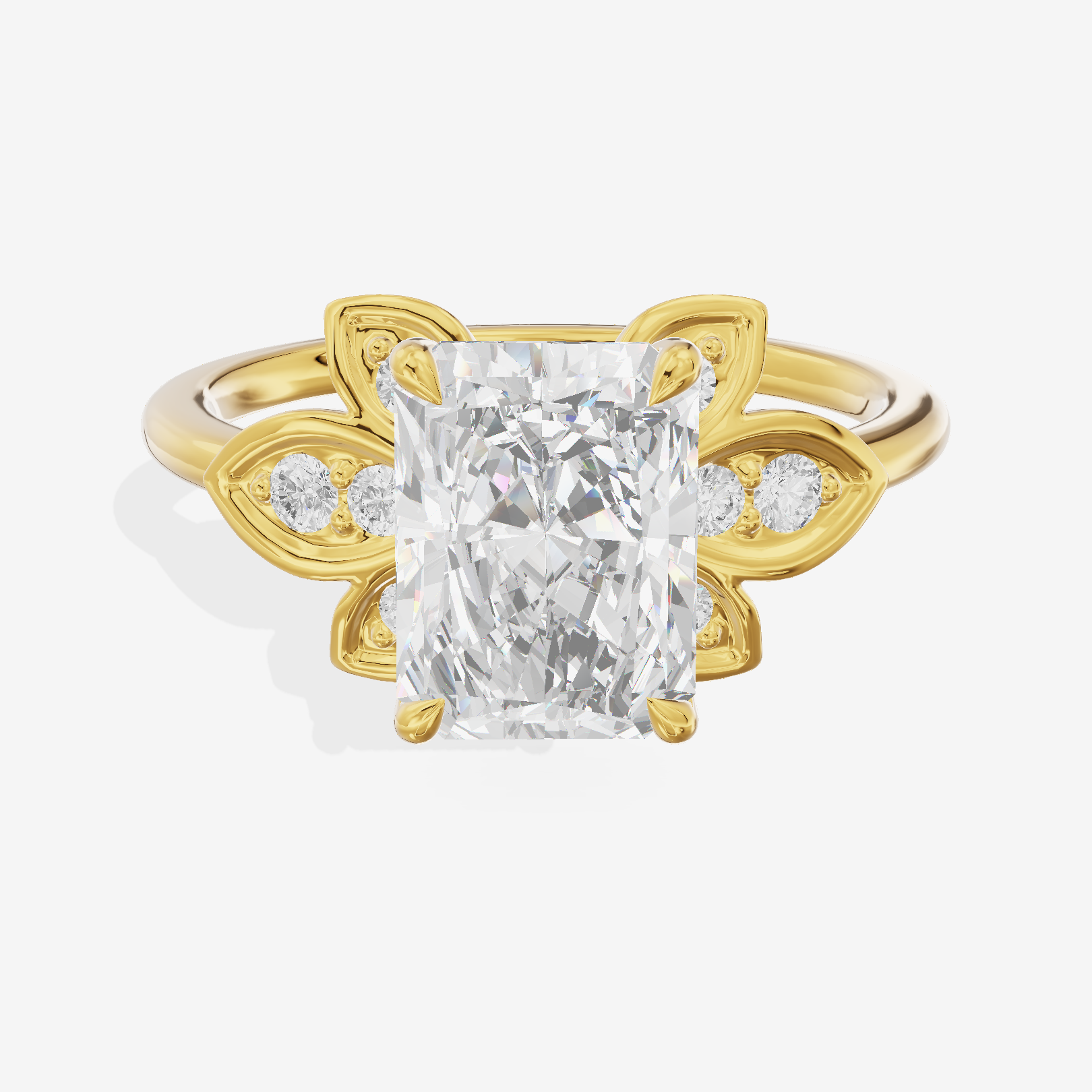 Petite Whisper Radiant Engagement Ring with Side Stones (1/10 ct. tw.) in 18K Yellow Gold