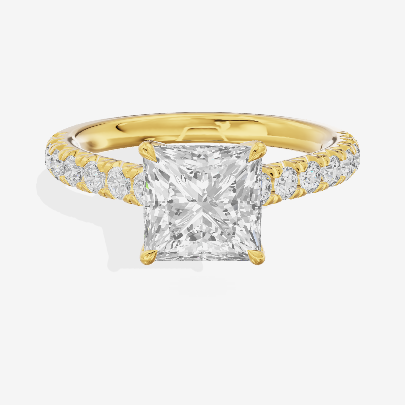 Whispered Sincere Princess Engagement Ring with Side Stones (2/5 ct. tw.) in 18K Yellow Gold