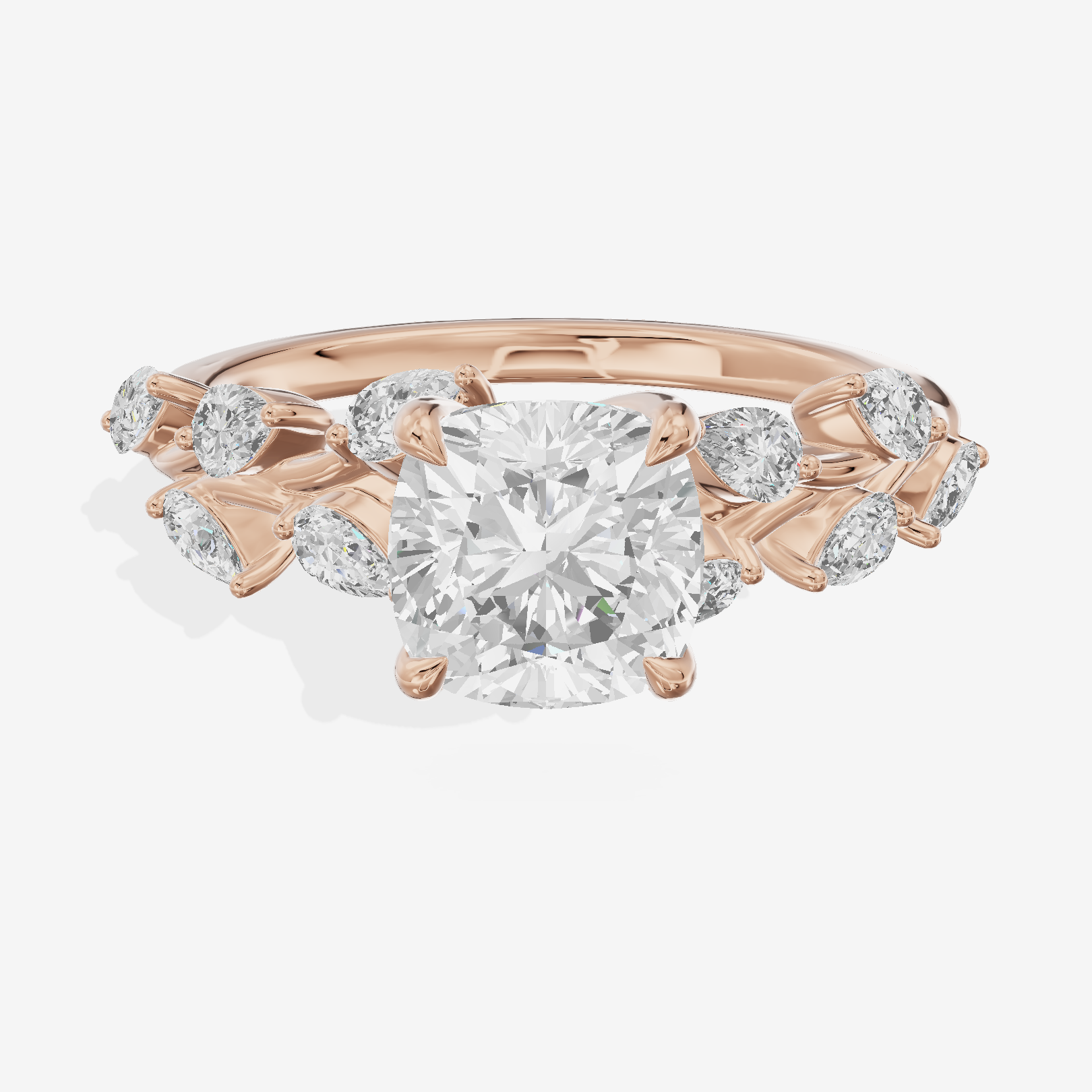 Classic Promezza Cushion Engagement Ring with Side Stones (1/2 ct. tw.) in 18K Rose Gold