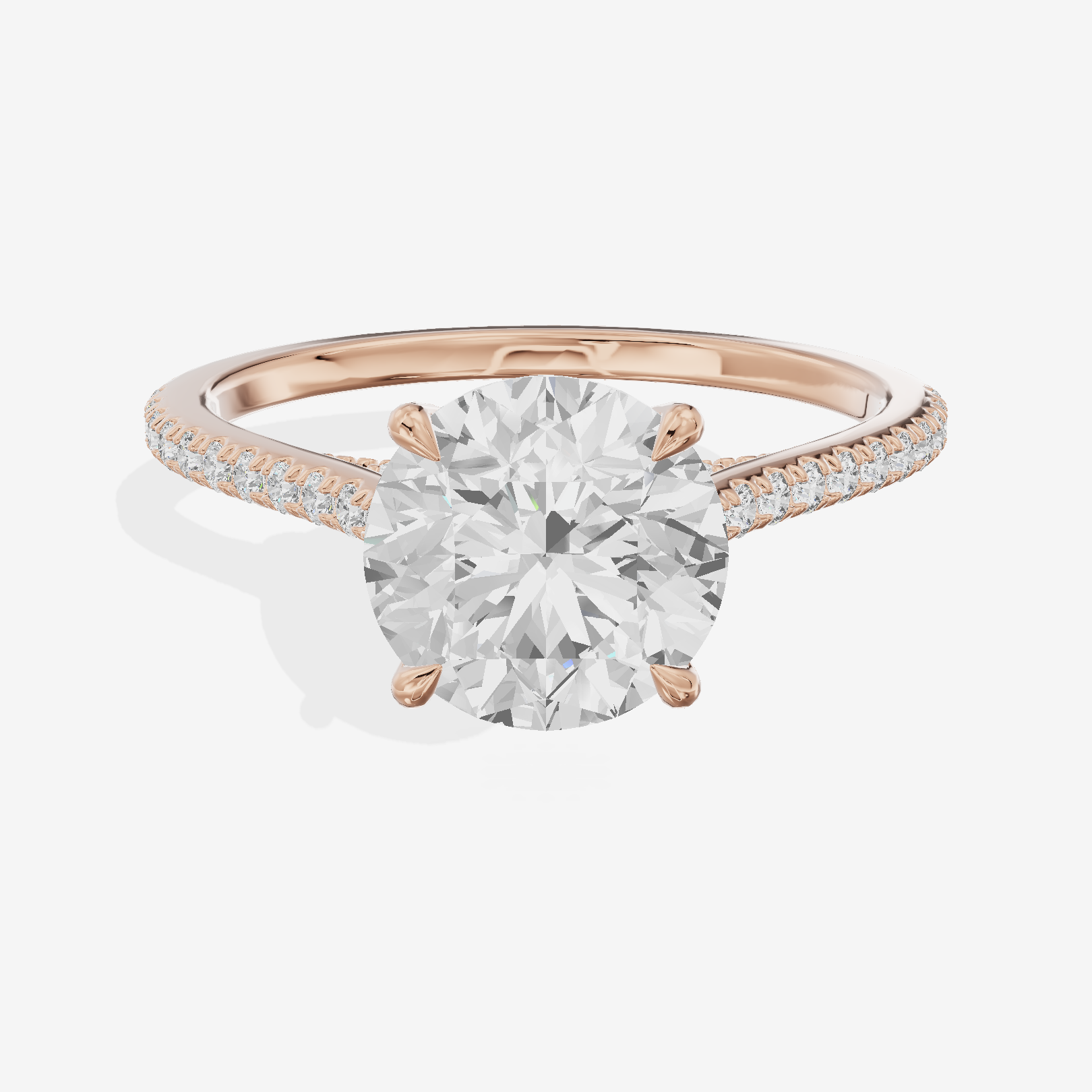 Luxe Aimora Round Engagement Ring with Side Stones (1/4 ct. tw.) in 18K Rose Gold