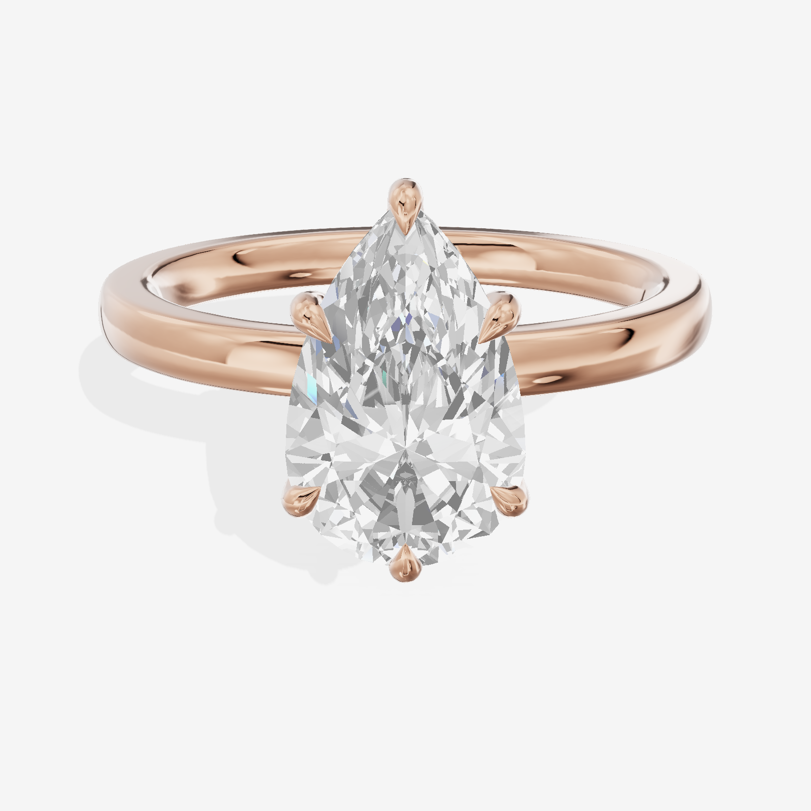 Classic Tensare Pear Engagement Ring with Hidden Halos (1/15 ct. tw.) in 14K Rose Gold