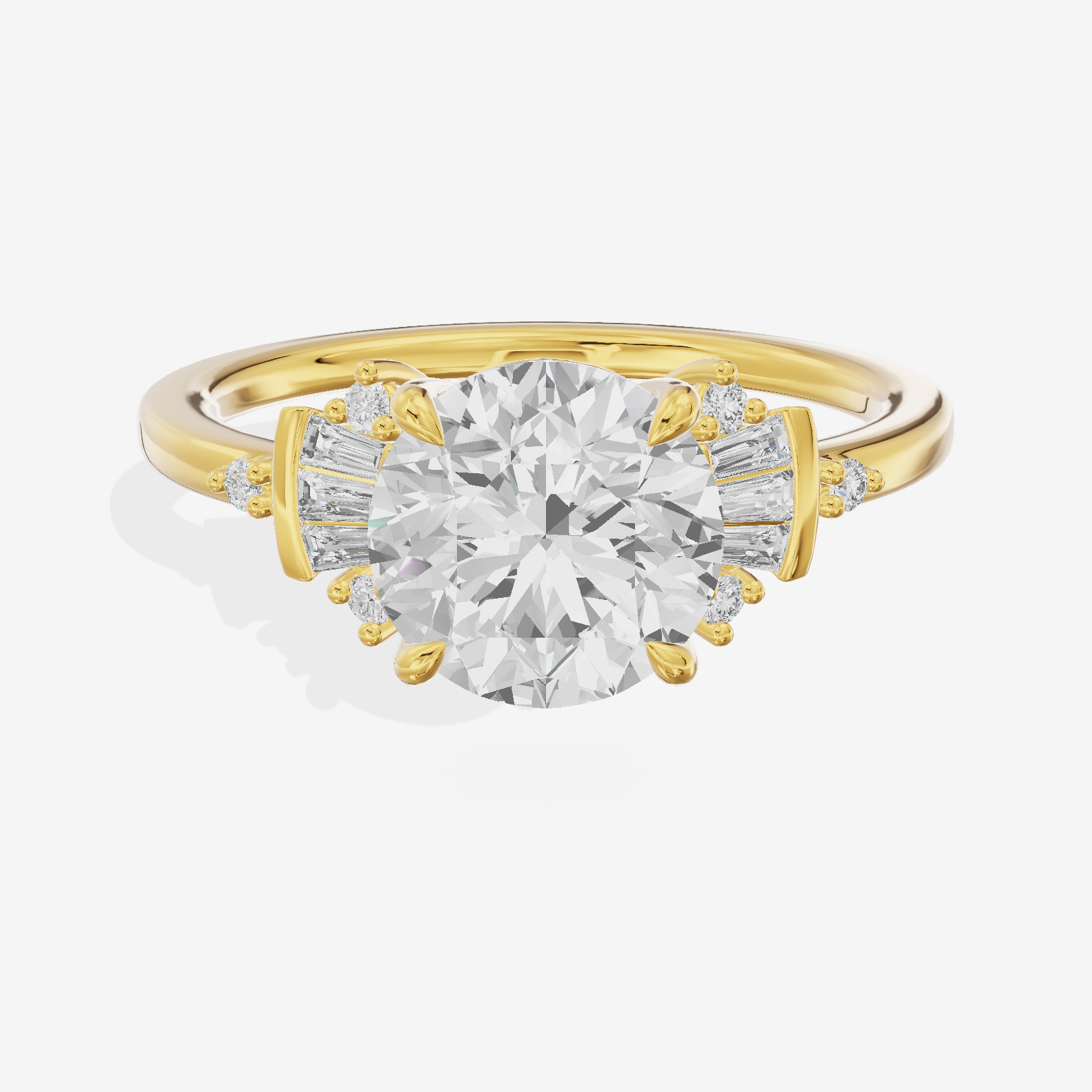 Petite Trellise Round Engagement Ring with Side Stones (1/3 ct. tw.) in 18K Yellow Gold