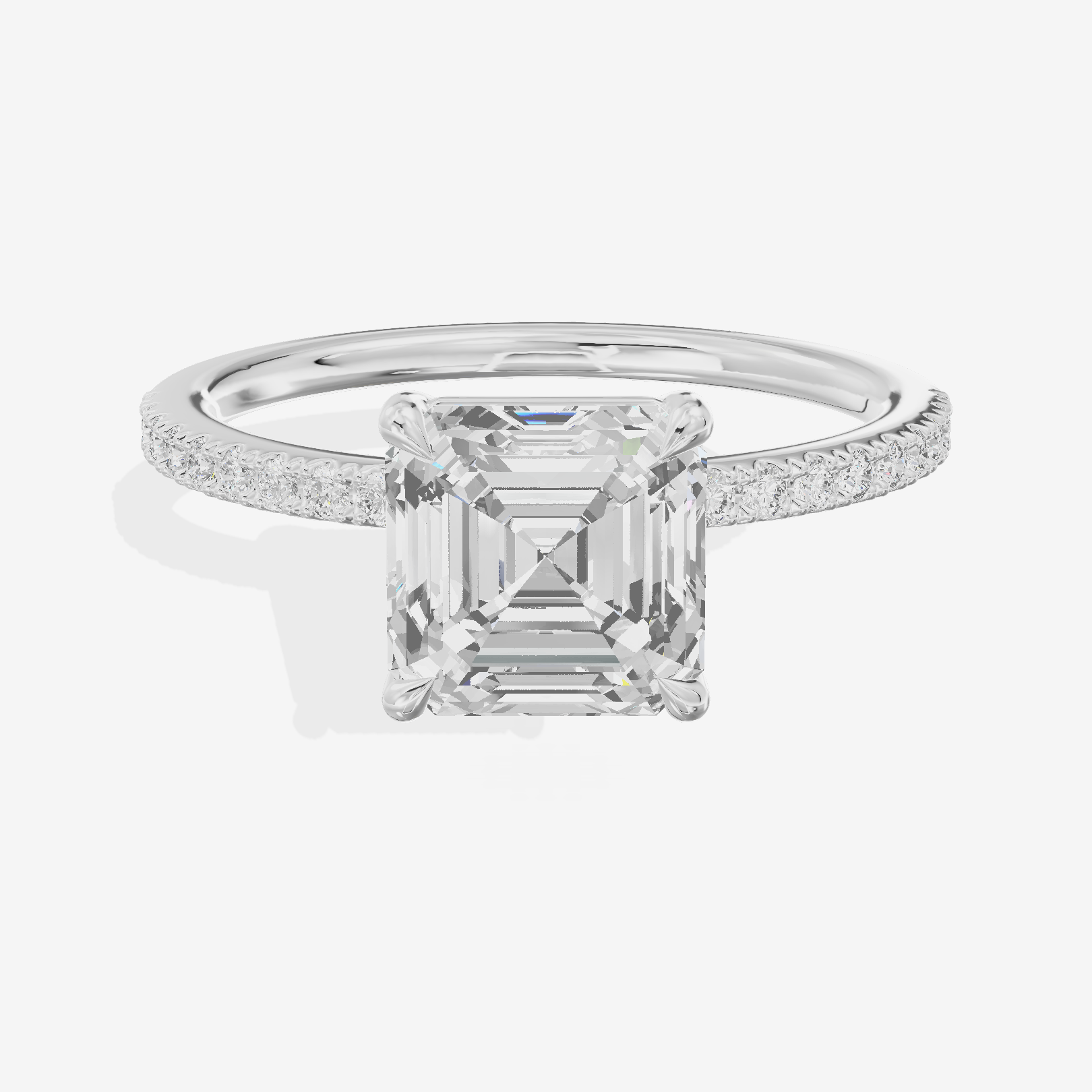 Tender Vowsae Asscher Engagement Ring with Side Stones (1/8 ct. tw.) in 14K White Gold