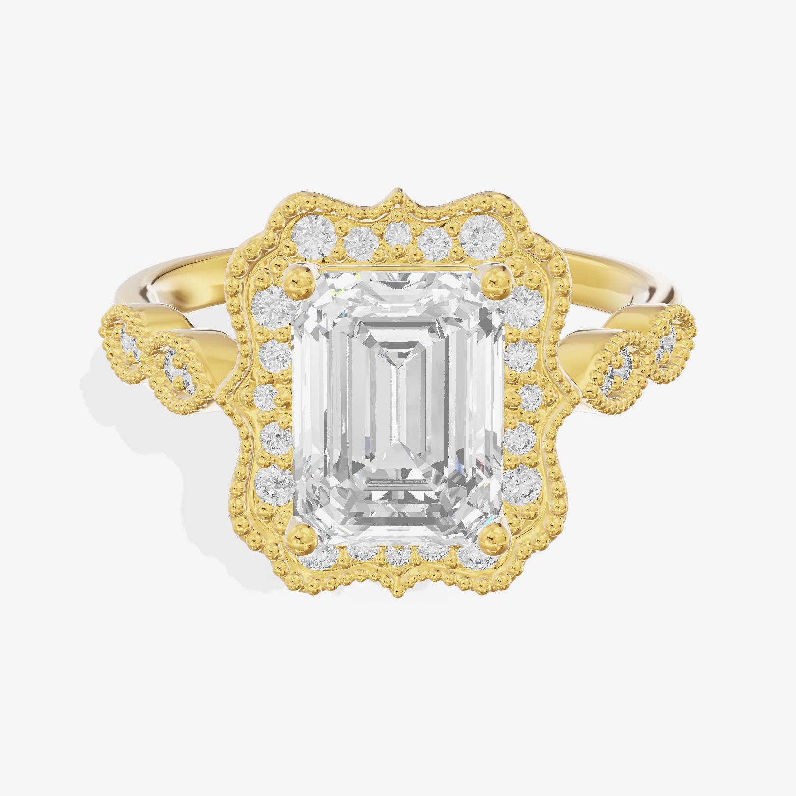 Luxe Liviana Emerald Halo Engagement Ring (2/3 ct. tw.) in 18K Yellow Gold