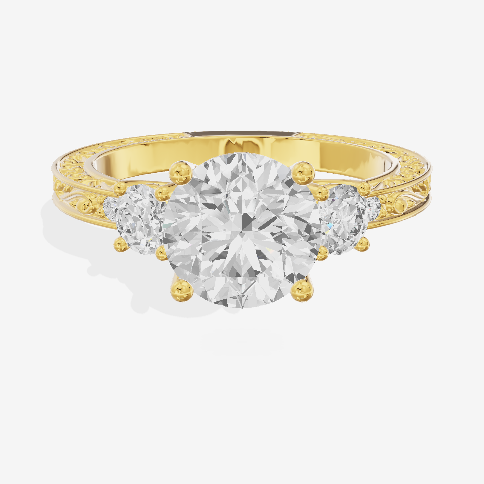 Petite Promezza Three Stone Round Engagement Ring (2/5 ct. tw.) in 14K Yellow Gold