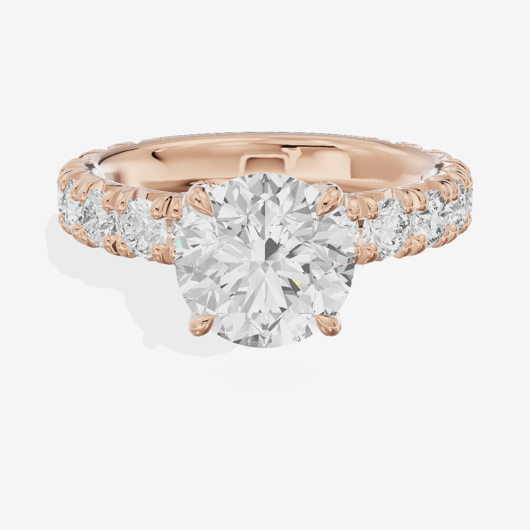 Crowned Sincere Round Engagement Ring with Side Stones (3/4 ct. tw.) in 14K Rose Gold