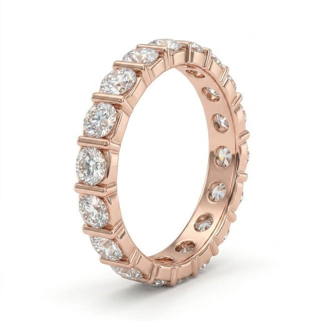 Low Profile Round Wedding Band (1/8 ct. tw.) in 18K Rose Gold