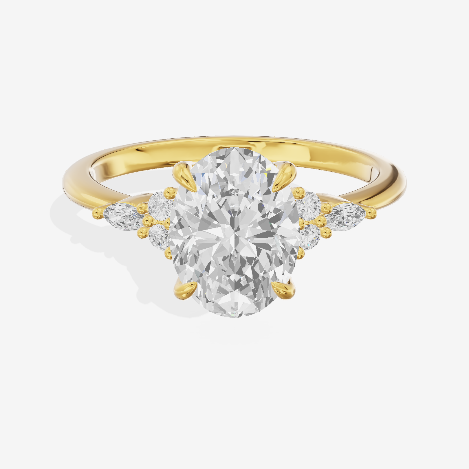Luxe Tender Oval Engagement Ring with Side Stones (1/8 ct. tw.) in 18K Yellow Gold
