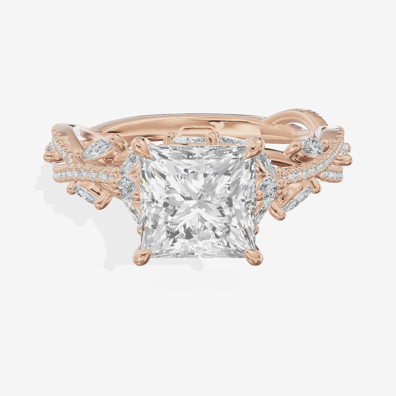 Grand Twine Princess Twisted Engagement Ring (3/4 ct. tw.) in 18K Rose Gold