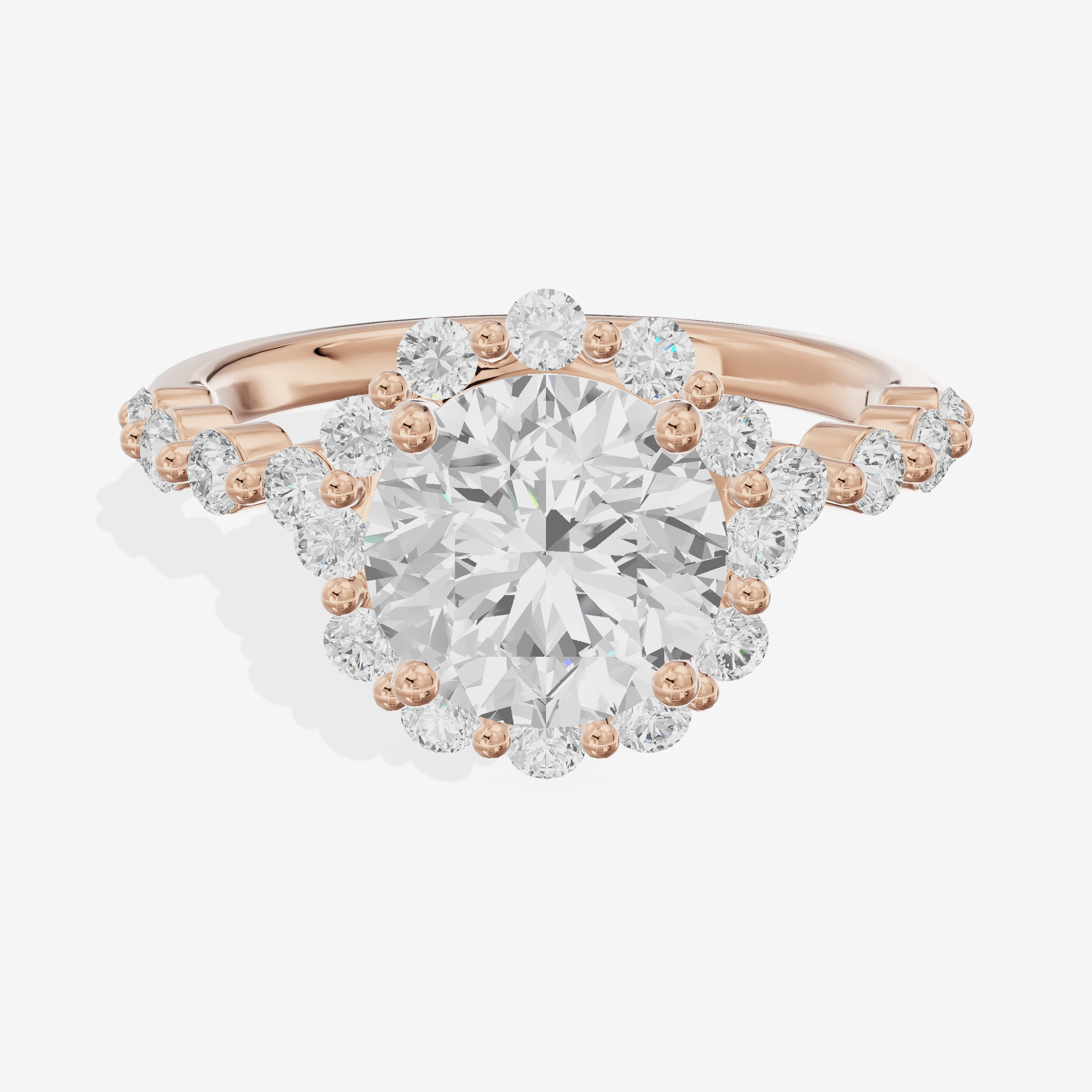 Vowsae Halo Round Engagement Ring (1/5 ct. tw.) in 18K Rose Gold