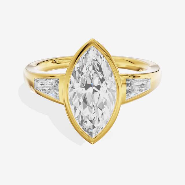 Modern Triade Marquise Three Stone Engagement Ring (1/2 ct. tw.) in 18K Yellow Gold