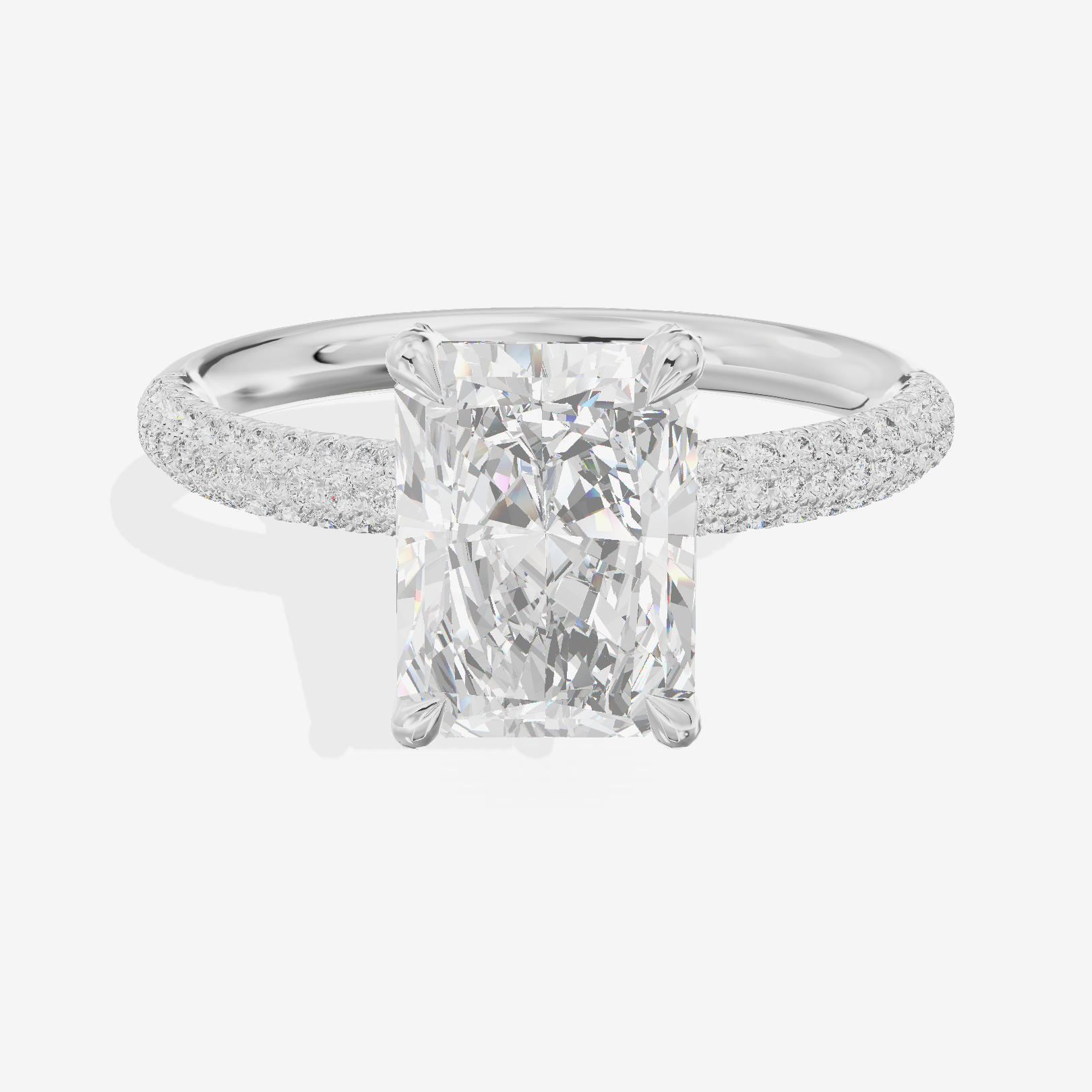 Modern Selenia Radiant Engagement Ring with Side Stones (1/6 ct. tw.) in 14K White Gold