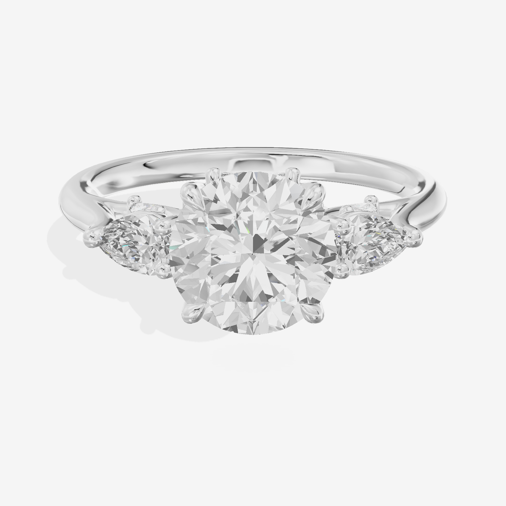 Classic Vowsae Three Stone Round Engagement Ring (3/5 ct. tw.) in 18K White Gold