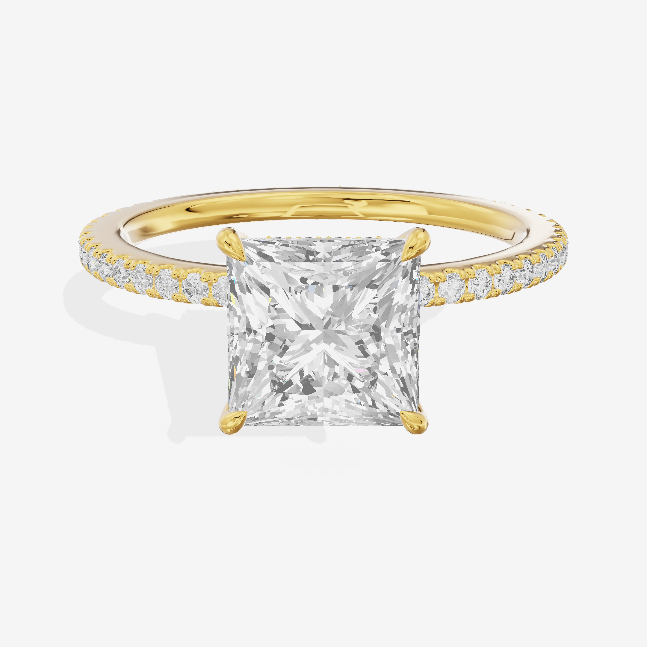 Petite Cherubine Princess Engagement Ring with Side Stones (1/3 ct. tw.) in 18K Yellow Gold