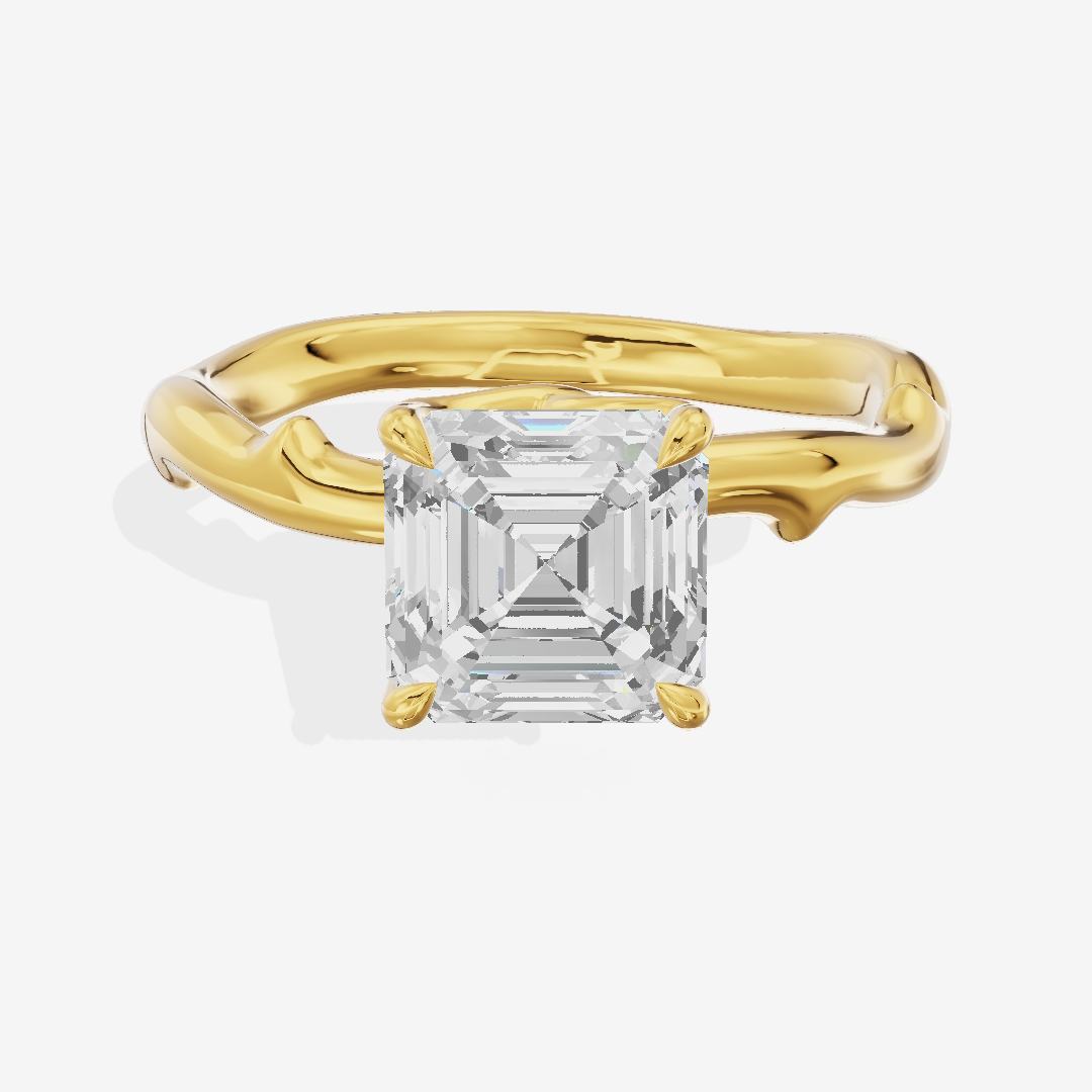 Grand Cherubine Asscher Engagement Ring with Side Stones (1/4 ct. tw.) in 18K Yellow Gold
