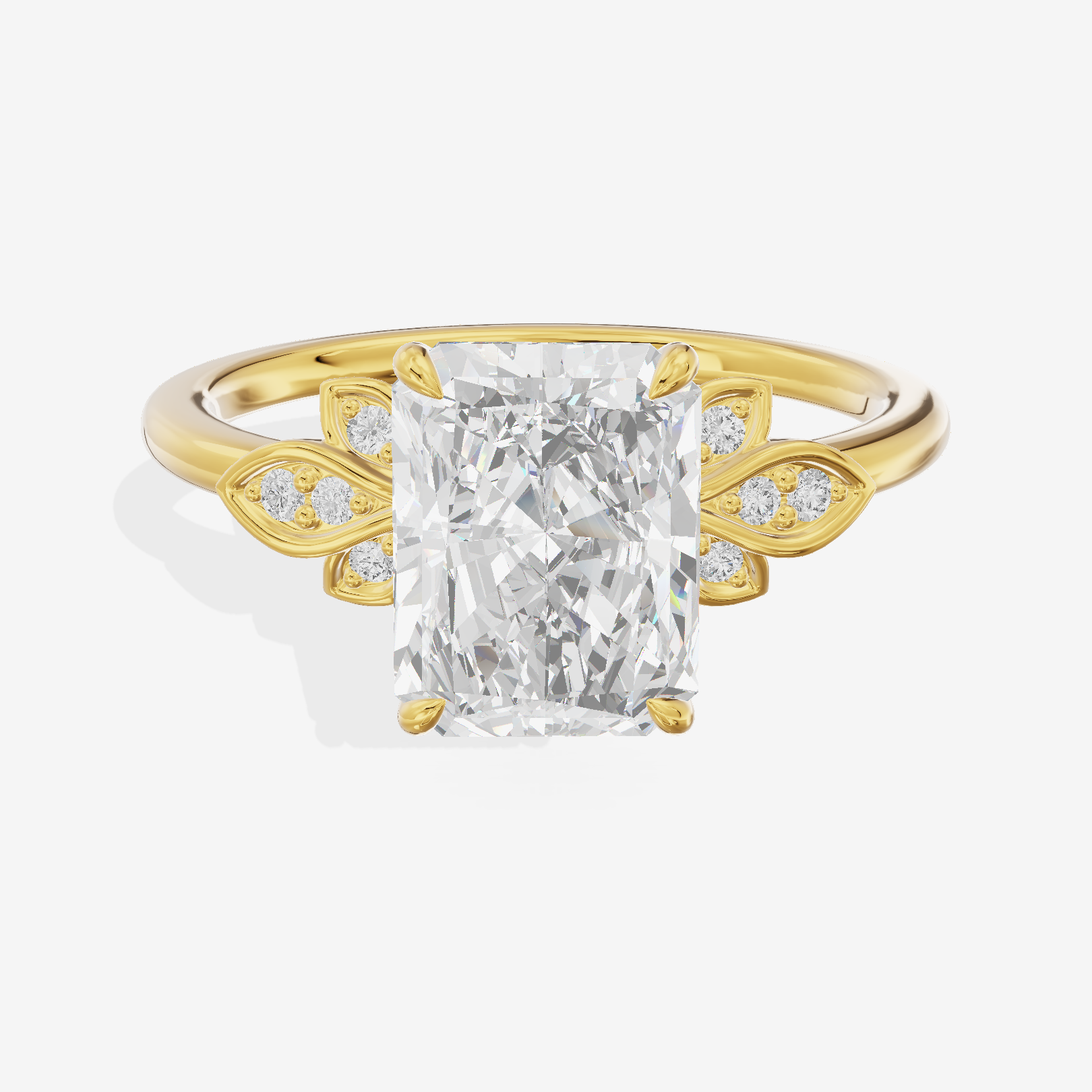 Trellise Radiant Engagement Ring with Side Stones (1/20 ct. tw.) in 18K Yellow Gold