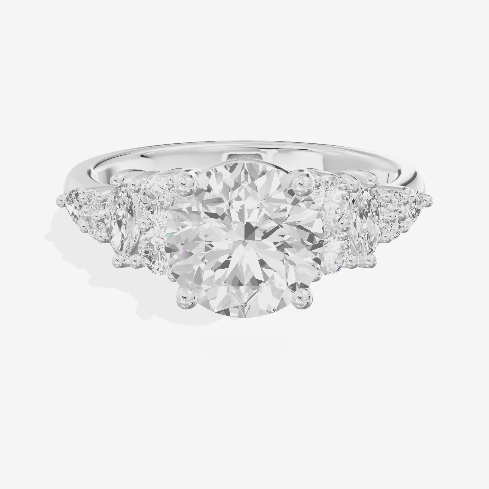 Modern Maia Round Engagement Ring with Side Stones (1/5 ct. tw.) in 18K White Gold