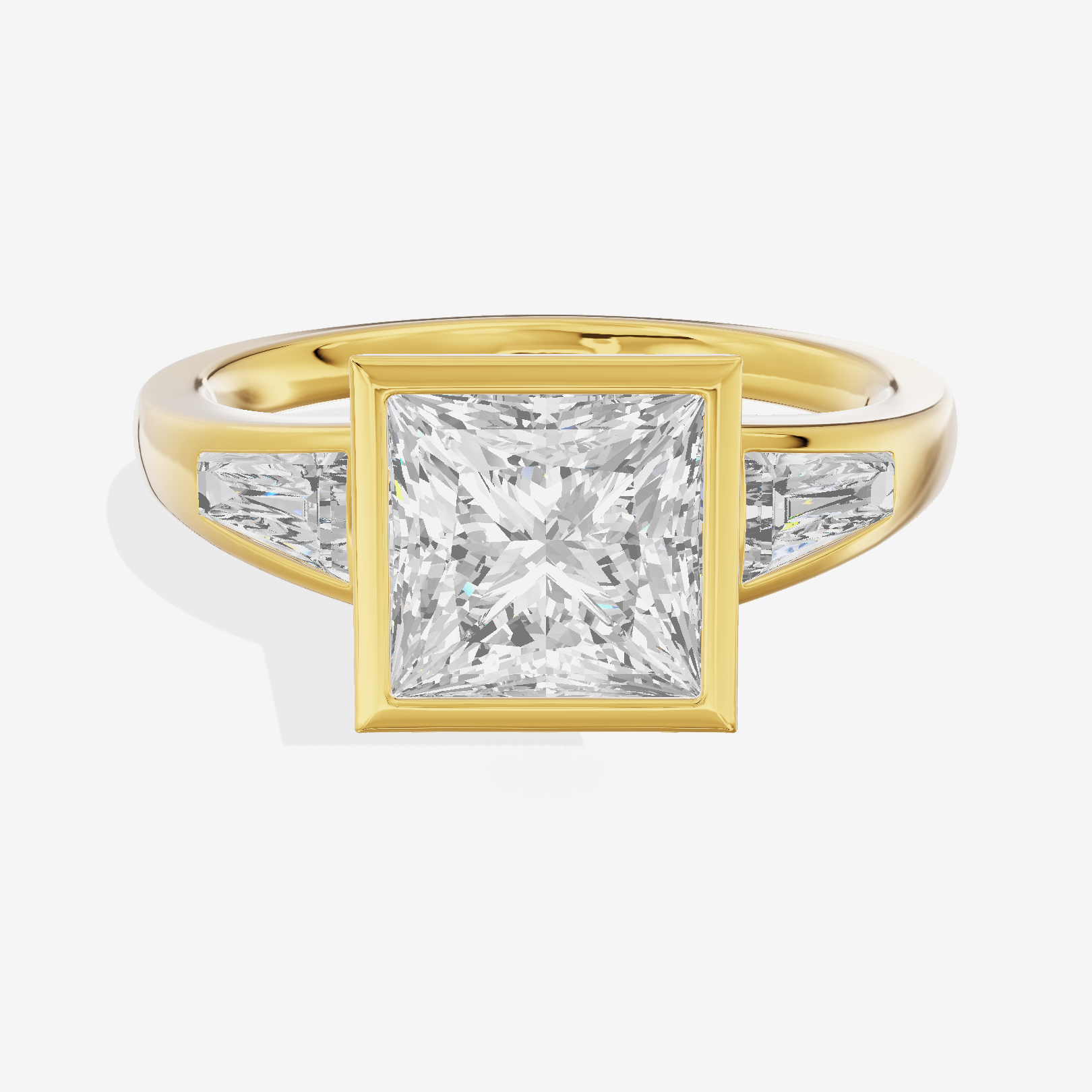 Modern Triade Princess Three Stone Engagement Ring (1/2 ct. tw.) in 18K Yellow Gold