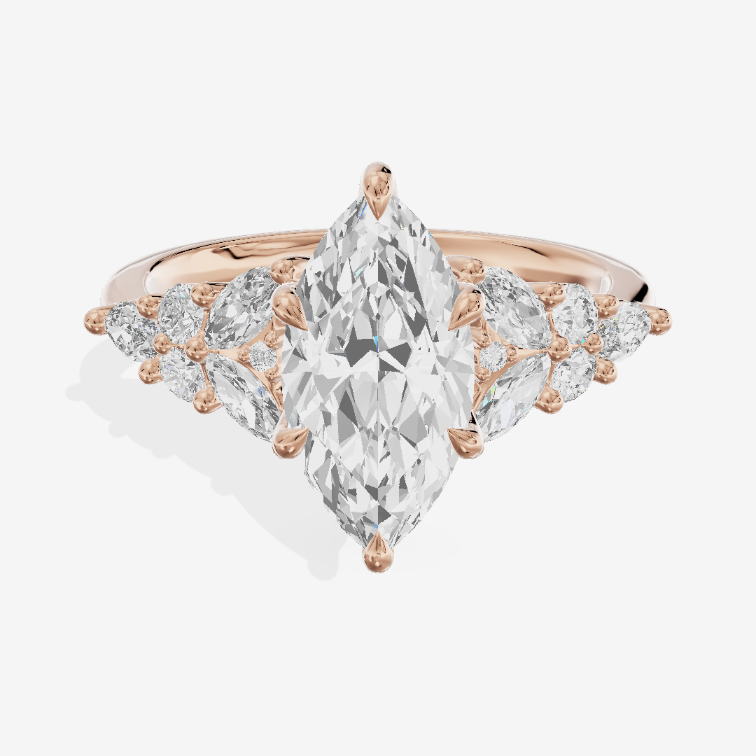 Modern Heartline Marquise Engagement Ring with Side Stones (1/2 ct. tw.) in 18K Rose Gold