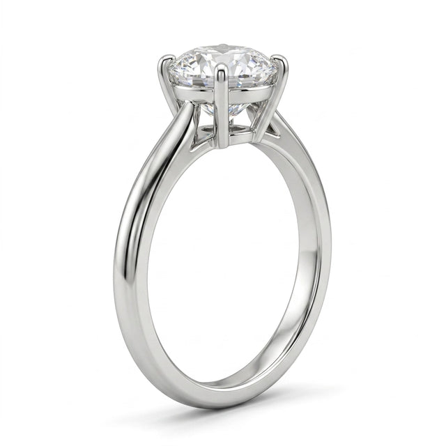 Cathedral Solitaire Round Engagement Ring (2.01 ct.) in Platinum