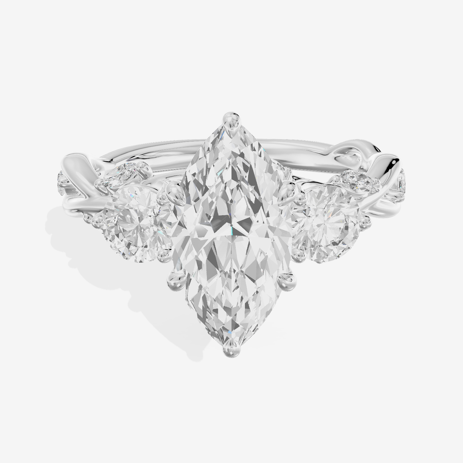 Modern Vowsae Three Stone Marquise Engagement Ring (3/4 ct. tw.) in 18K White Gold
