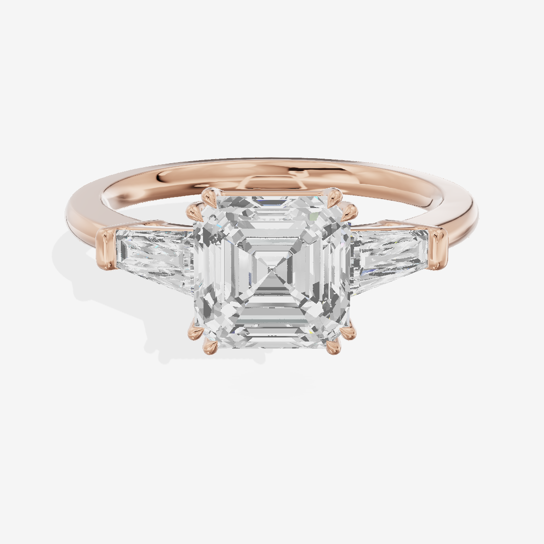 Lateria Three Stone Asscher Engagement Ring (1/2 ct. tw.) in 14K Rose Gold