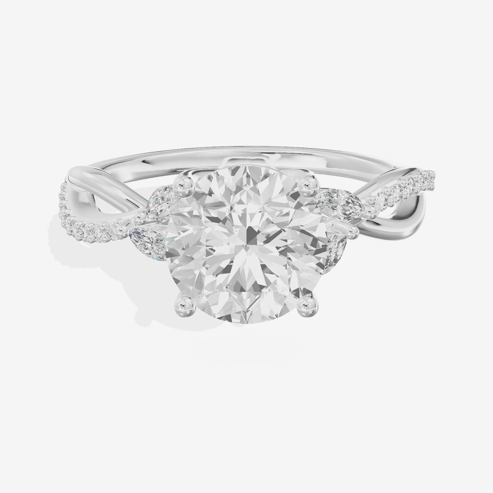 Petite Twine Round Twisted Engagement Ring (1/5 ct. tw.) in 14K White Gold