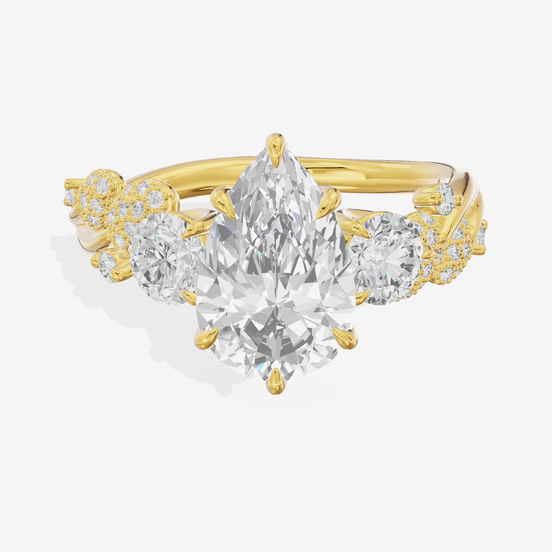 Modern Coeurine Three Stone Pear Engagement Ring (1/2 ct. tw.) in 14K Yellow Gold