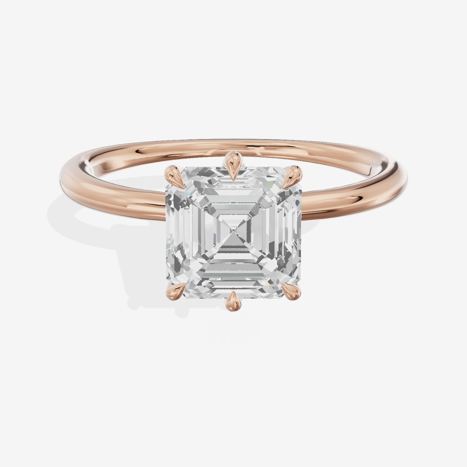 Modern Aimora 2.3mm Asscher Six-Prong Engagement Ring in 18K Rose Gold