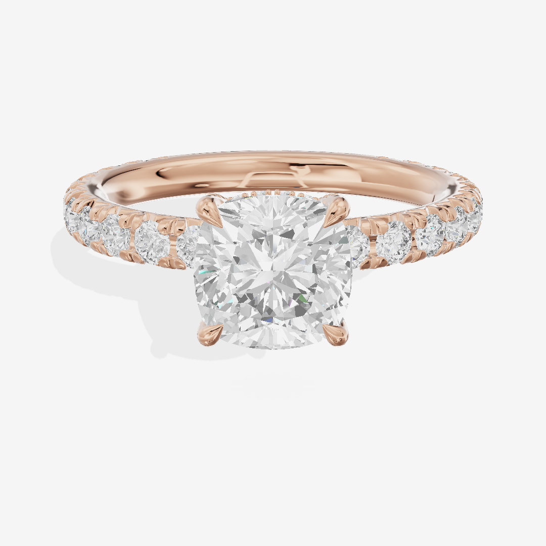 Eternal Coeurine Cushion Engagement Ring with Side Stones (3/5 ct. tw.) in 14K Rose Gold