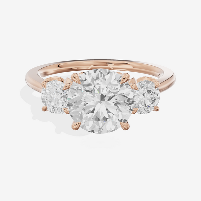 Royal Sincere Three Stone Round Engagement Ring (2/3 ct. tw.) in 18K Rose Gold