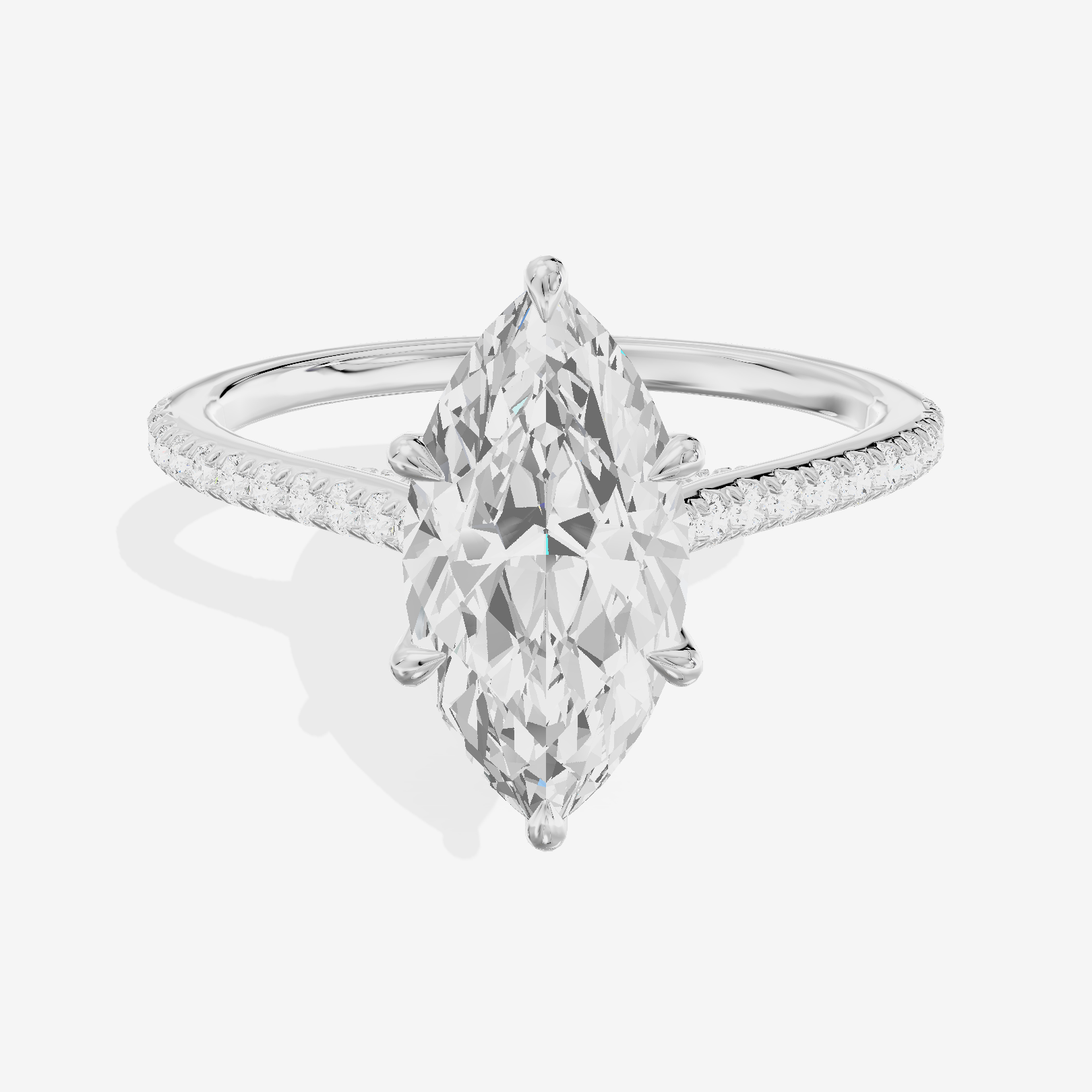 Luxe Aimora Marquise Engagement Ring with Side Stones (1/4 ct. tw.) in 14K White Gold