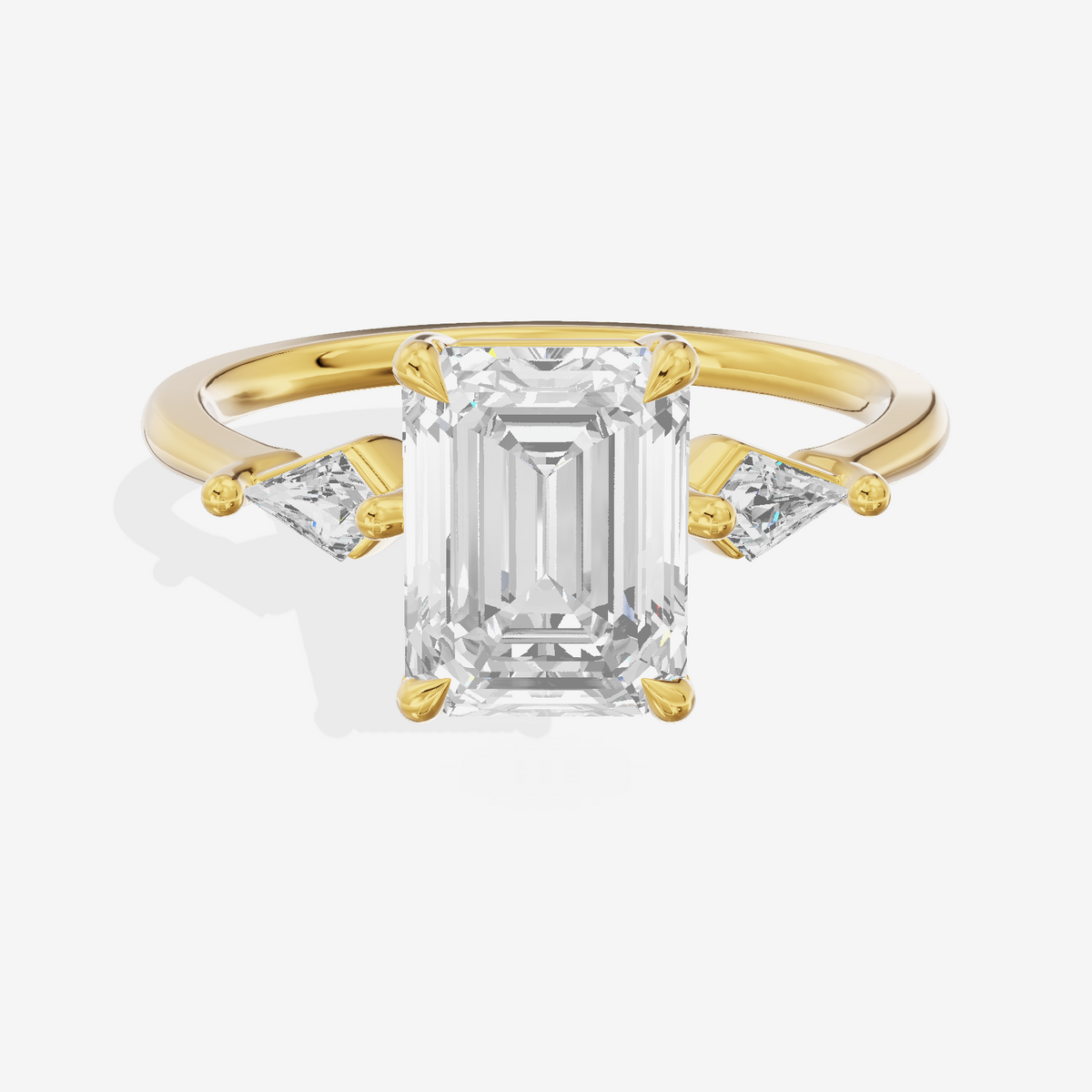 Whispered Triade Emerald Three Stone Engagement Ring (1/10 ct. tw.) in 18K Yellow Gold