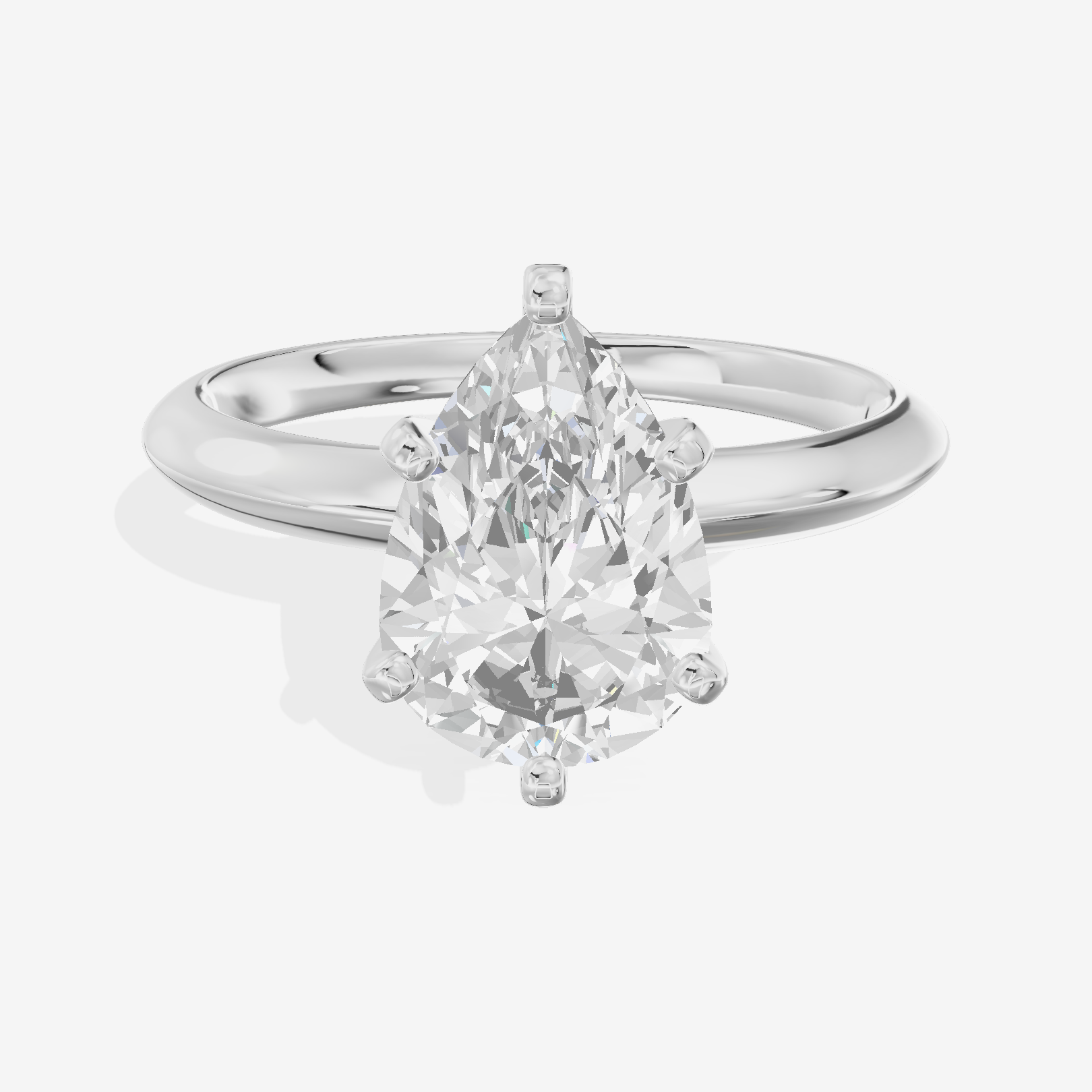 Classic Vowsae 2.5mm Pear Six-Prong Engagement Ring in 14K White Gold