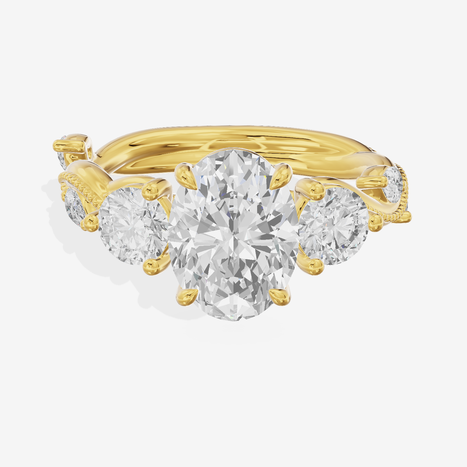 Triade Oval Three Stone Engagement Ring (1/10 ct. tw.) in 14K Yellow Gold