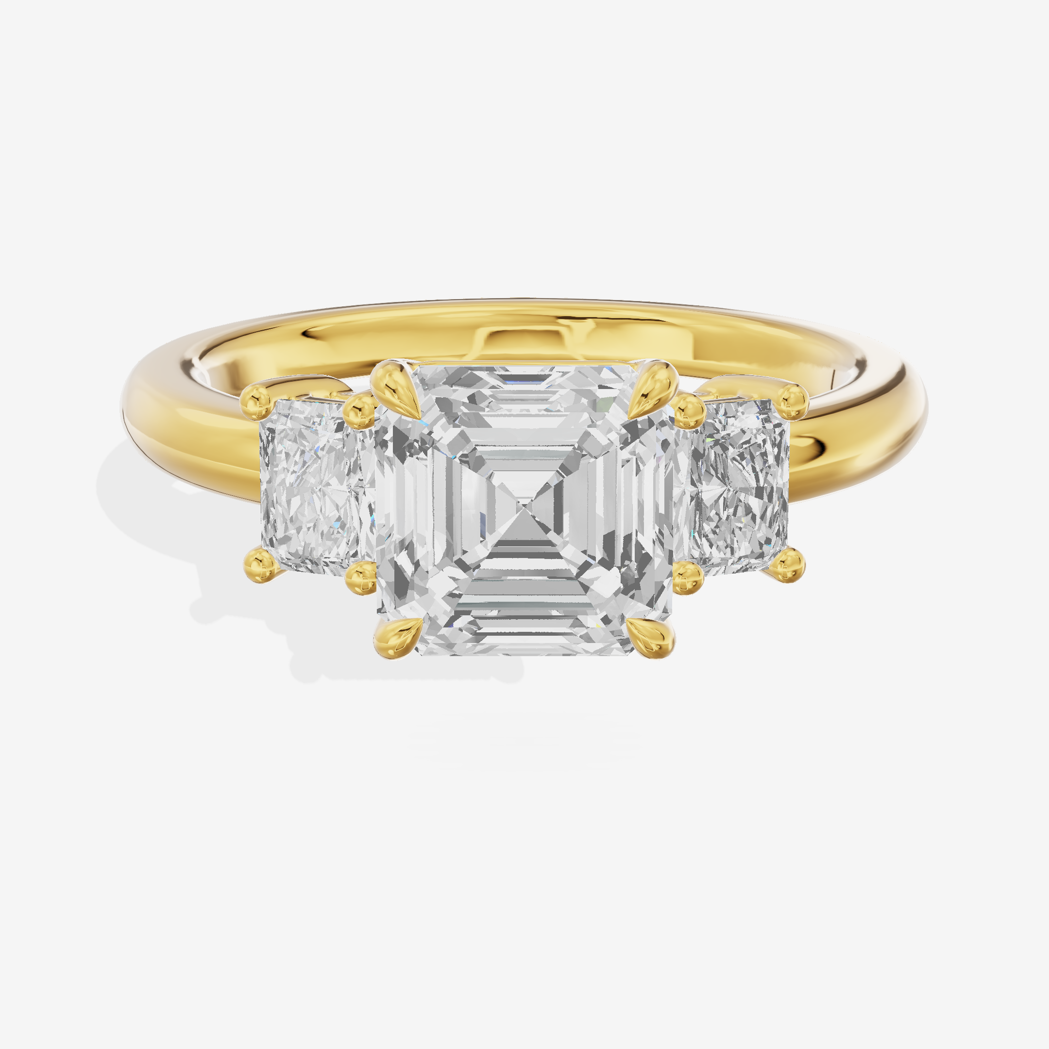 Grand Coeurine Three Stone Asscher Engagement Ring (3/8 ct. tw.) in 18K Yellow Gold