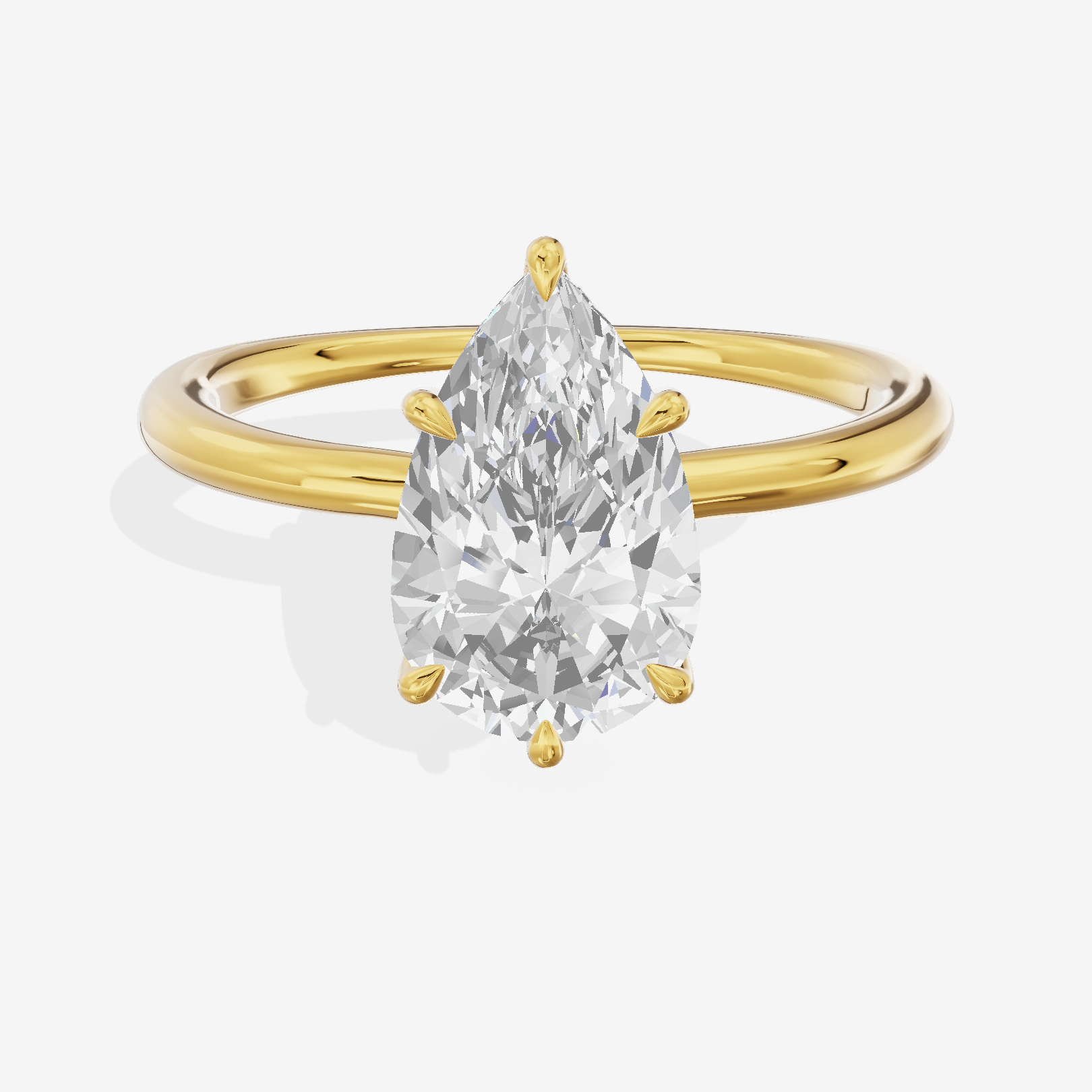 Modern Aimora 2.3mm Pear Six-Prong Engagement Ring in 18K Yellow Gold