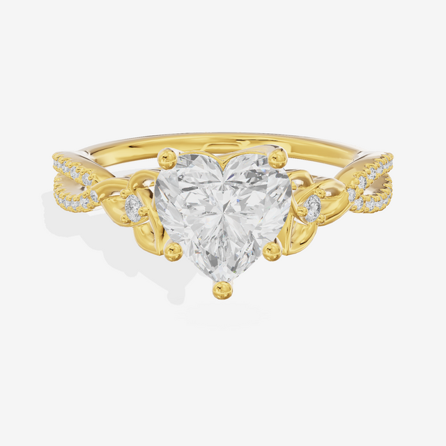 Luxe Sincere Heart Engagement Ring with Side Stones (1/10 ct. tw.) in 18K Yellow Gold