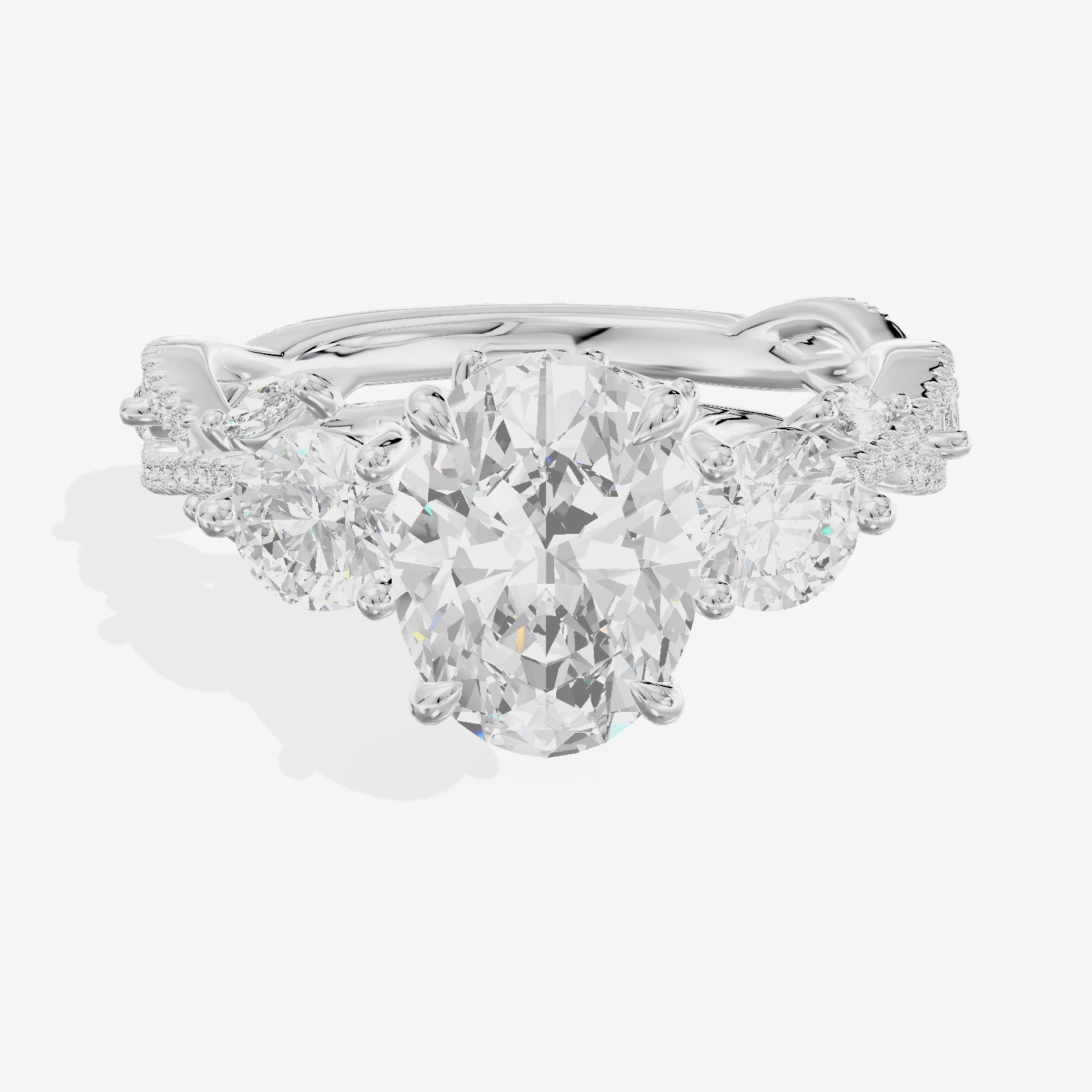 Classic Coeurine Three Stone Oval Engagement Ring (3/5 ct. tw.) in 14K White Gold