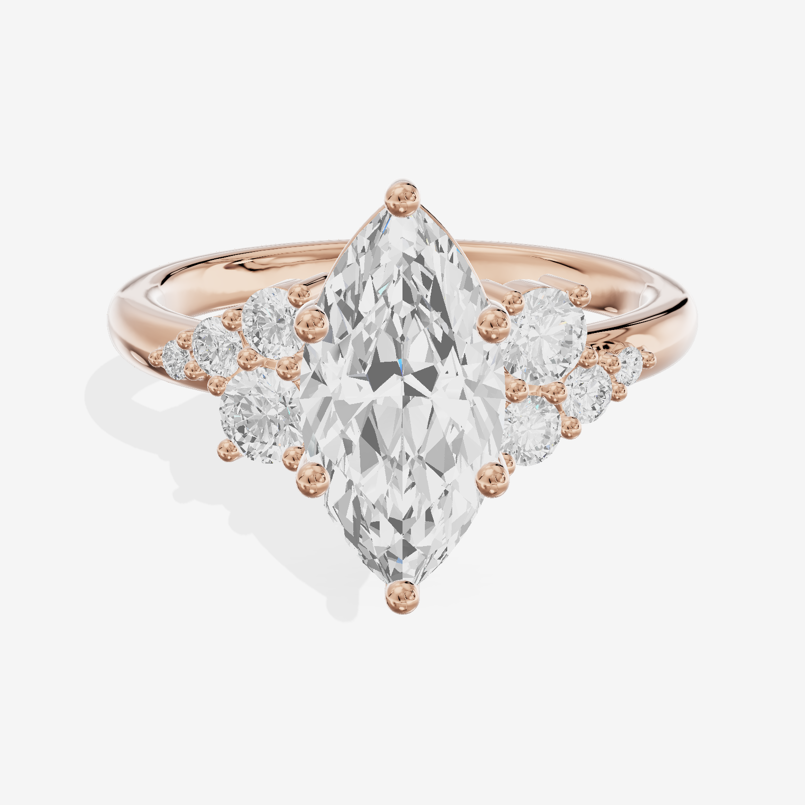 Modern Tender Marquise Engagement Ring with Side Stones (1/3 ct. tw.) in 14K Rose Gold