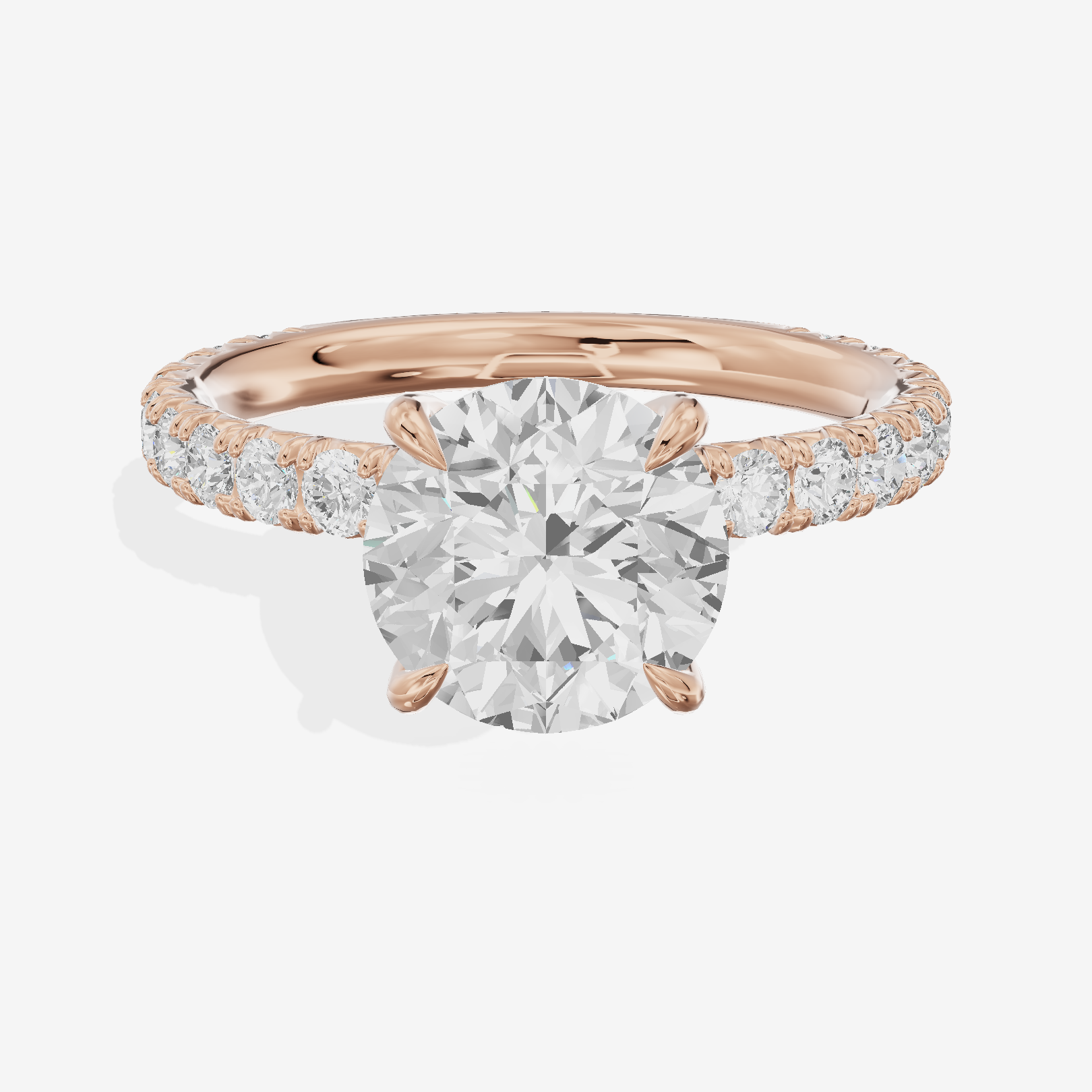 Twined Promezza Round Engagement Ring with Side Stones (1/2 ct. tw.) in 14K Rose Gold